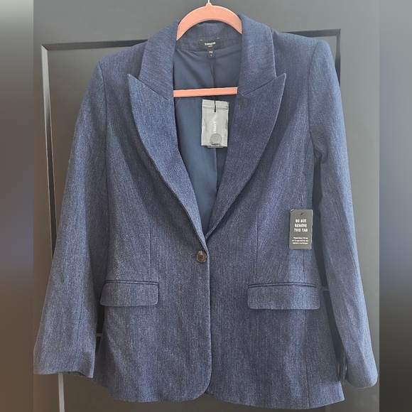 NWT Editor One Button Blazer - heathered blue - Picture 5 of 7